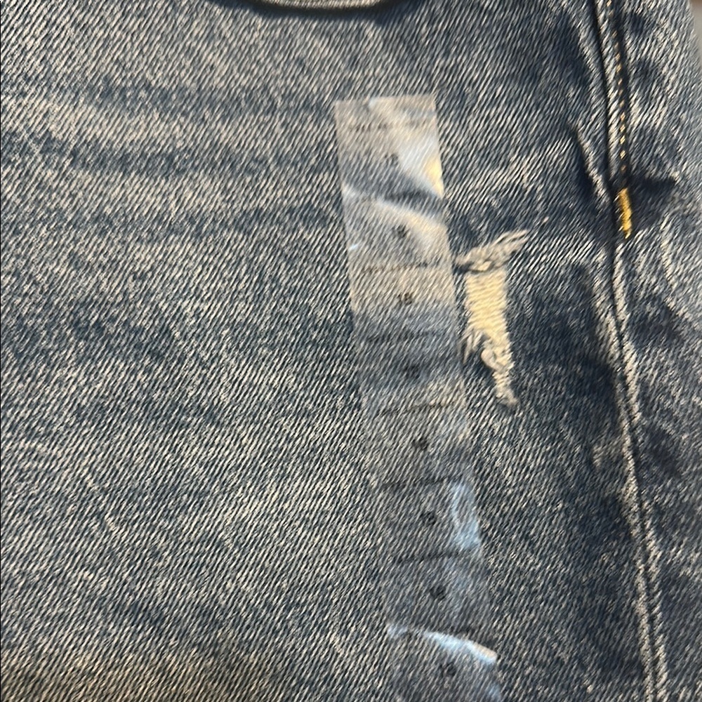 Distressed Blue Jean Shorts with Raw Hem - Picture 2 of 5